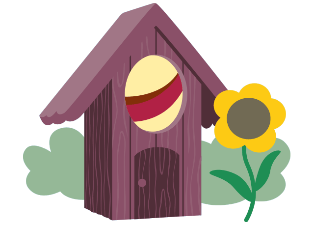 In der Kita, kleines Haus und Blume